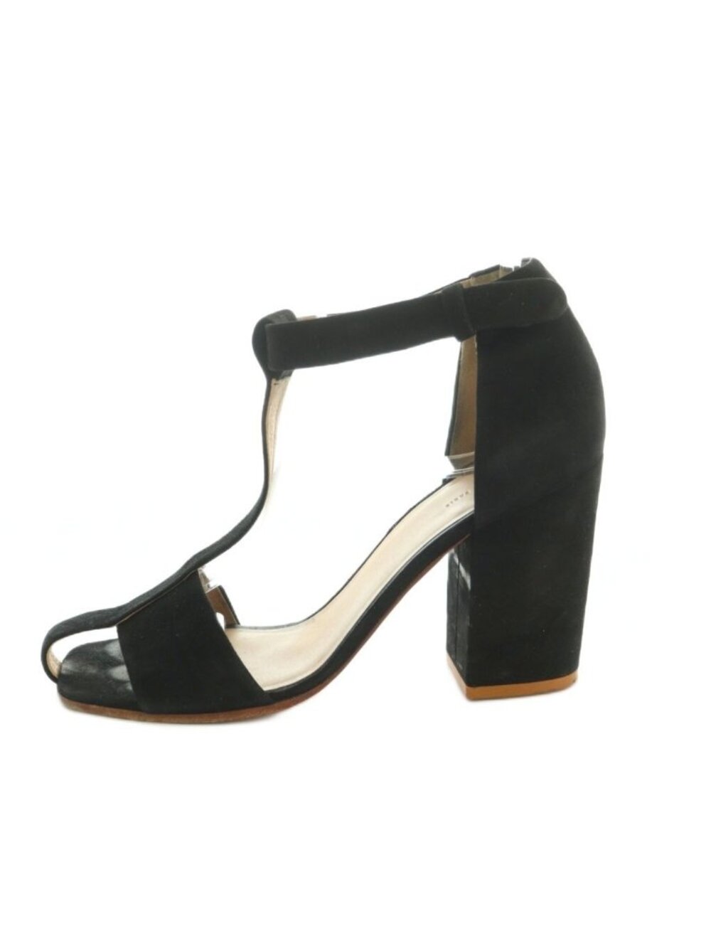 Celine Sandals Square Toe Block Heel Suede Black 36.5 - Picture 2 of 9